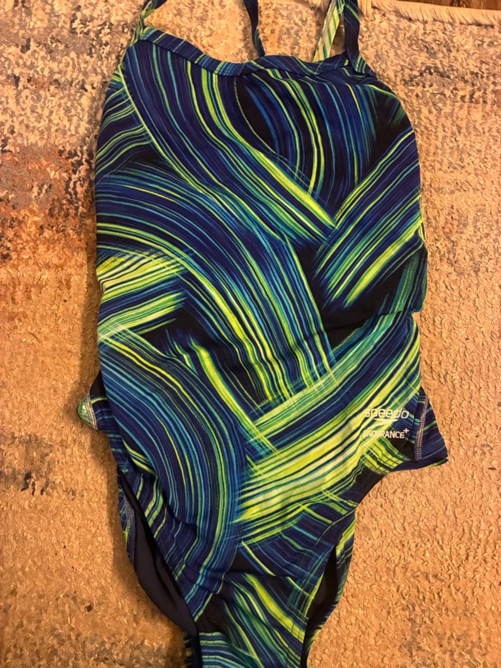 Speedo Endurance+ Neon Blue & Green One-Piece Swimsuit Size 30 Women’s Swim